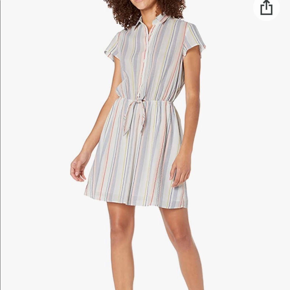 J.Crew Mercantile Women's Short Sleeve Seersucker Collared Tie Front Dress